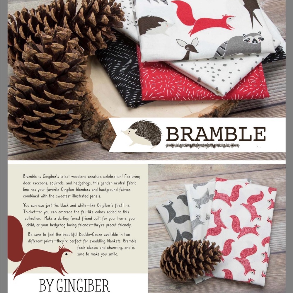 Woodland Bramble Creature Fabric Bundle for Quilt or Sewing Project by Gingibar